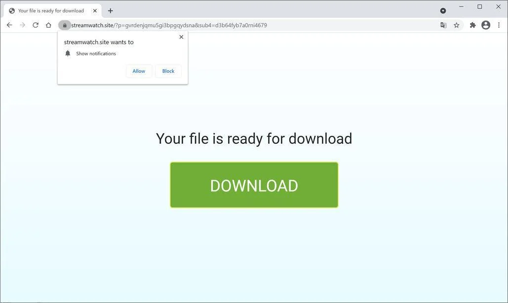 Remove Streamwatch.site pop-up ads (Virus Removal Guide) 1 Image: Chrome browser is redirected to Streamwatch.site