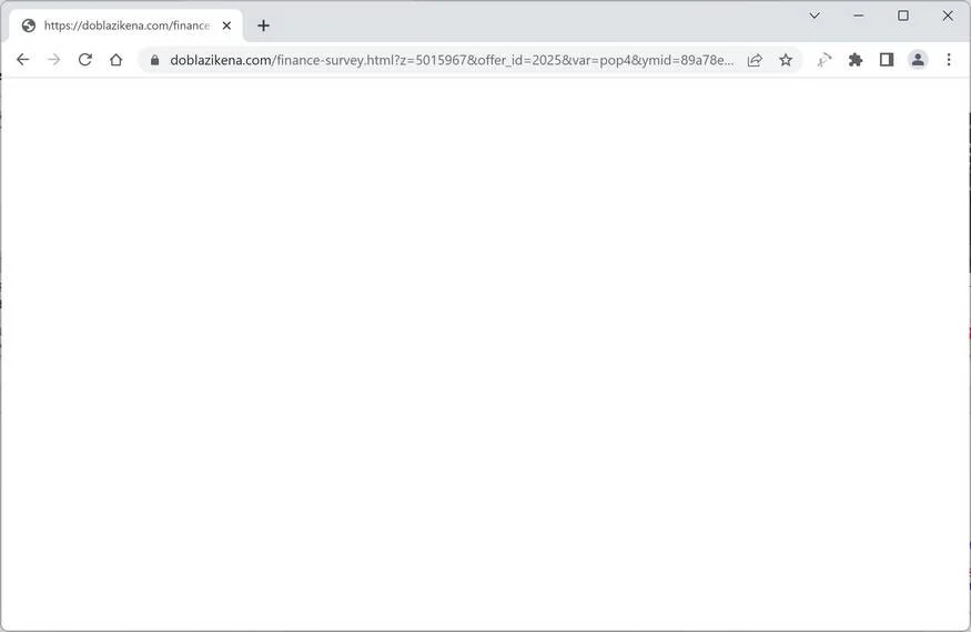 Image: Chrome browser is redirected to Doblazikena.com