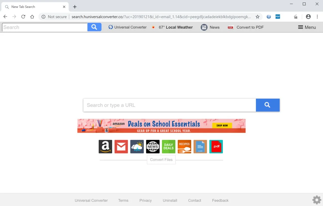 How to remove Universal Converter redirect (Virus Removal Guide) 1 Image: Google Chrome is redirected to Universal Converter New Tab[