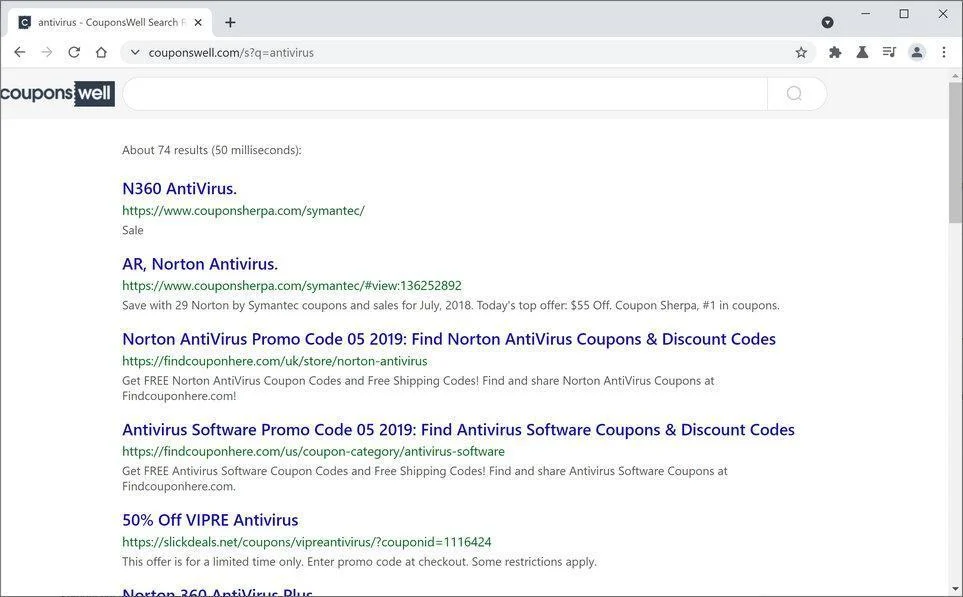 Image: CouponsWell browser hijacker