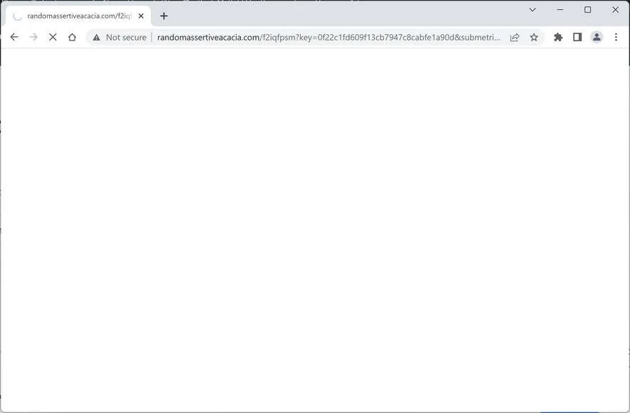 Image: Chrome browser is redirected to the Randomassertiveacacia.com site