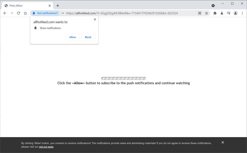 Remove Allhotfeed.com pop-up ads (Virus Removal Guide) 1 Image: Chrome browser is redirected to Allhotfeed.com