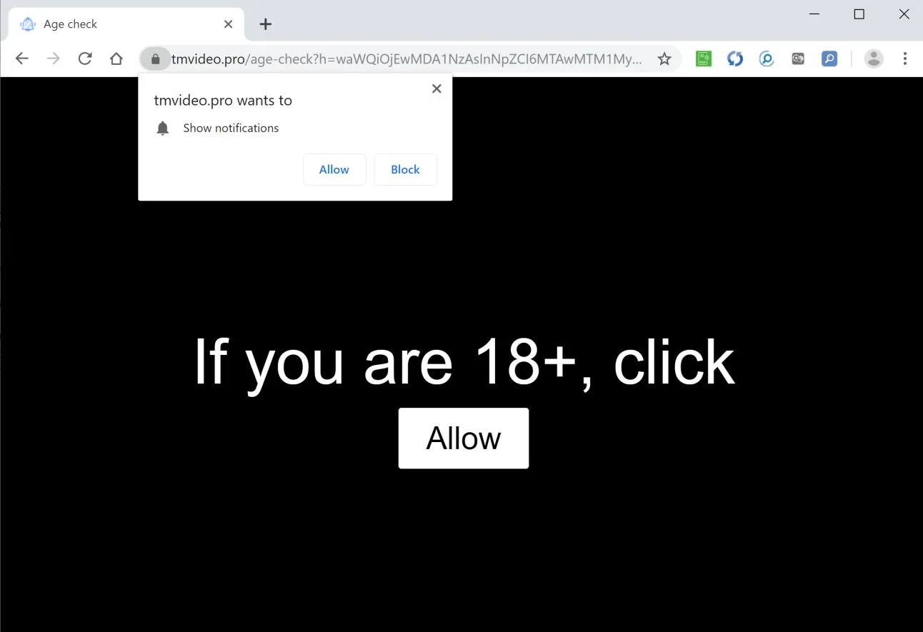 How to remove Tmvideo.pro pop-up ads (Virus Removal Guide) 1 Image: Chrome browser is redirected to Tmvideo.pro