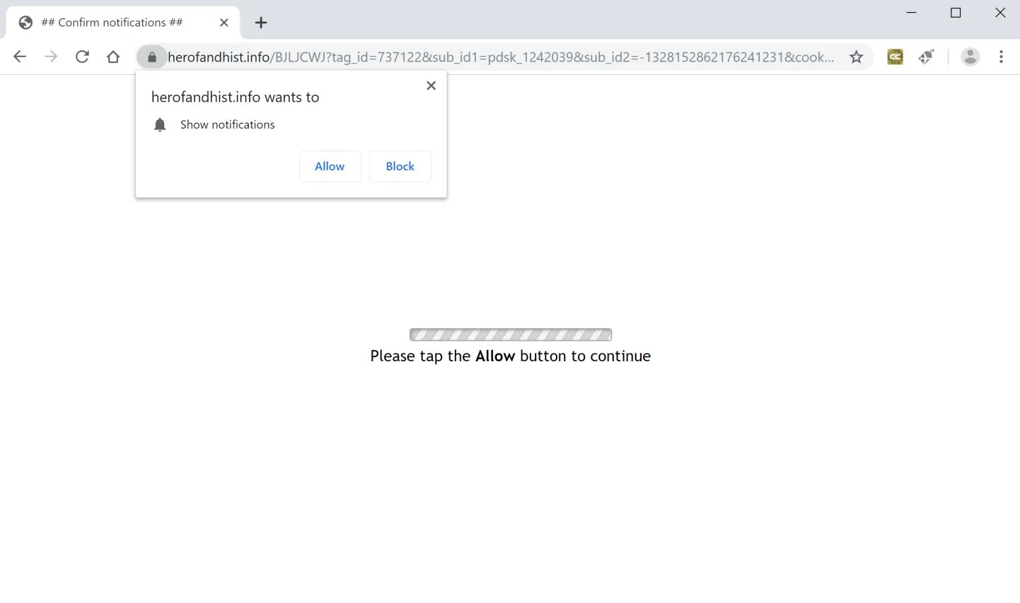 How to remove Herofandhist.info pop-up ads (Virus Removal Guide) 1 Image: Chrome browser is redirected to Herofandhist.info