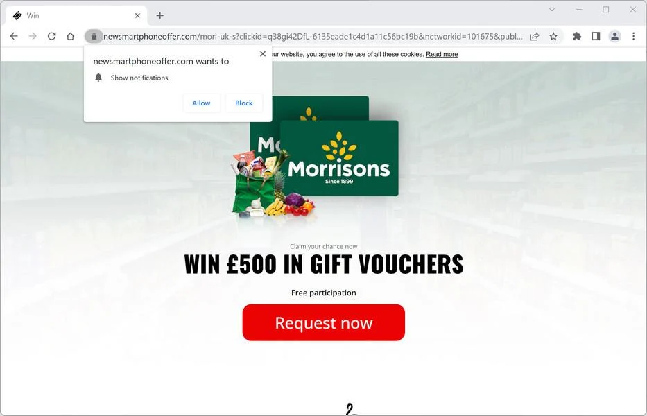 Remove Newsmartphoneoffer.com Pop-up Ads (Virus Removal Guide) 1 Image: Chrome browser is redirected to Newsmartphoneoffer.com