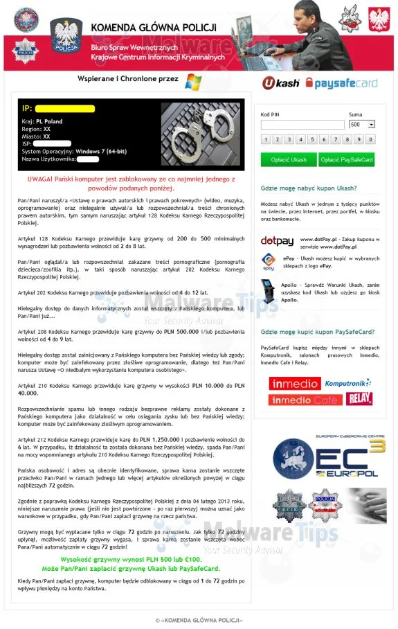 [Image: KOMENDA GŁÓWNA POLICJI virus]