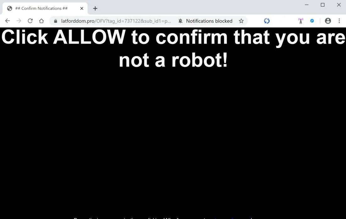 How to remove Latforddom.pro pop-up ads (Virus Removal Guide) 1 Image: Chrome browser is redirected to Latforddom.pro