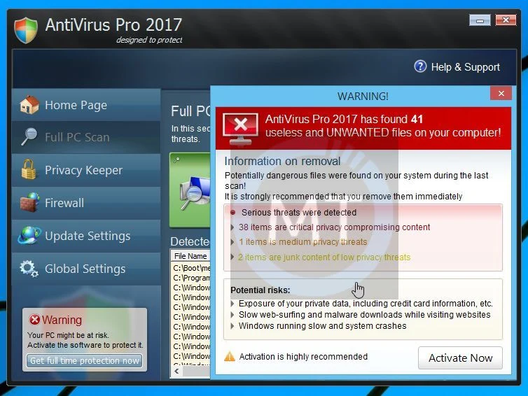 Antivirus Pro 2017 Warning Antivirus Pro 2017 Warning Pop-up