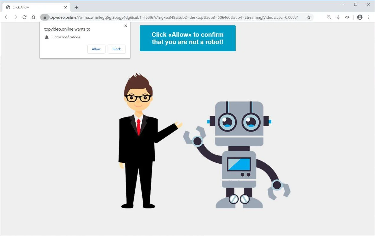 Remove Topvideo.online pop-up ads (Virus Removal Guide) 1 Image: Chrome browser is redirected to Topvideo.online