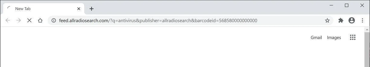 Image: Chrome browser is redirected to AllRadioSearch Search
