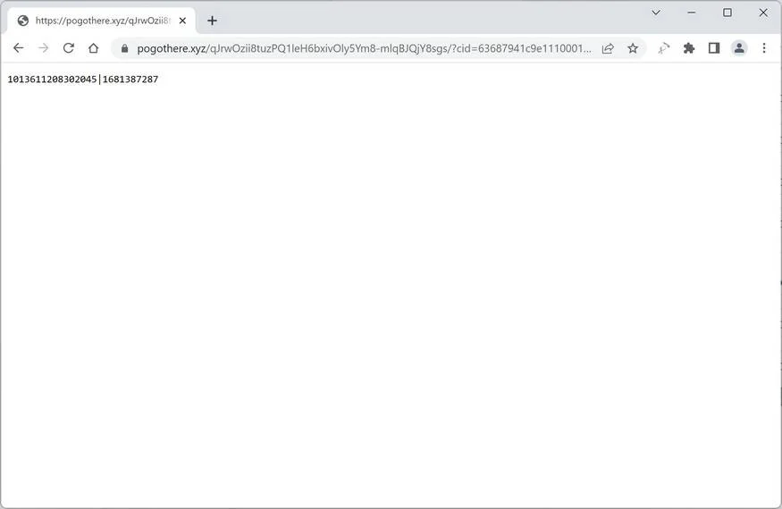 Image: Chrome browser is redirected to Pogothere.xyz
