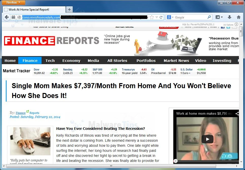 ConsumersFinanceDaily.com pop-up virus Picture of ConsumersFinanceDaily.com pop-up virus