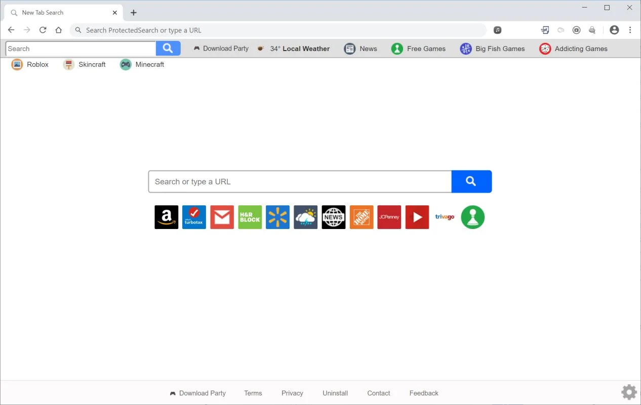 Remove Search.downloadpartytab.com redirect (Virus Removal Guide) 1 Image: Chrome browser is redirected to search.downloadpartytab.com