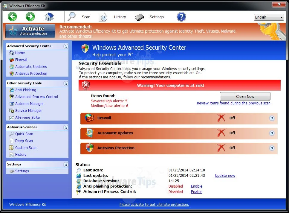 [Image: Windows Efficiency Kit rogue antivirus]