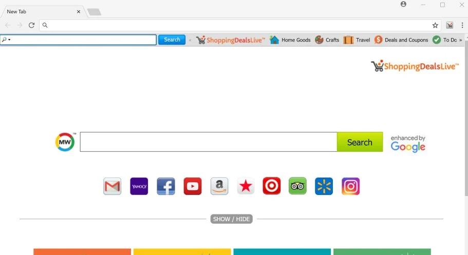 How to remove ShoppingDealsLive redirect (Uninstall Guide) 1 Image: Chrome browser is redirected to ShoppingDealsLive
