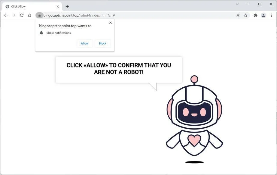 Remove Bingocaptchapoint.top Pop-up Ads (Virus Removal Guide) 1 Image: Chrome browser is redirected to Bingocaptchapoint.top
