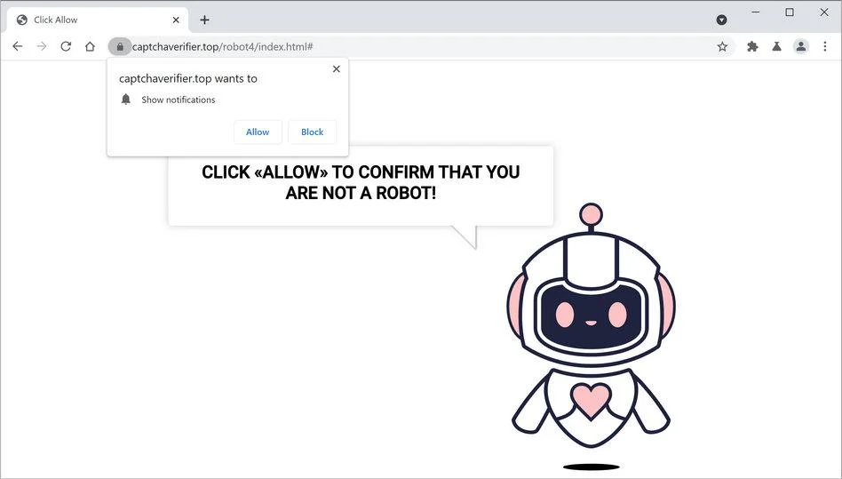 Image: Chrome browser is redirected to Captchaverifier.top