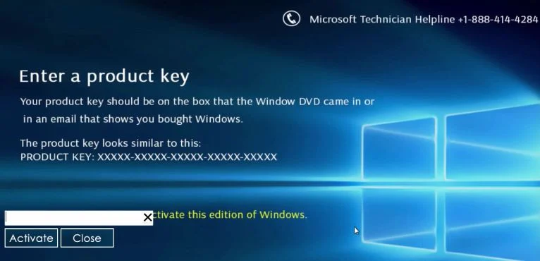 Enter A Product Key lock screen Enter A Product Key malware