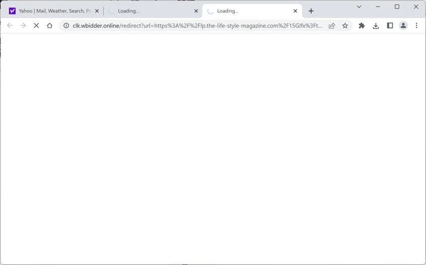 Image: Chrome browser is redirected to Clk.wbidder.online