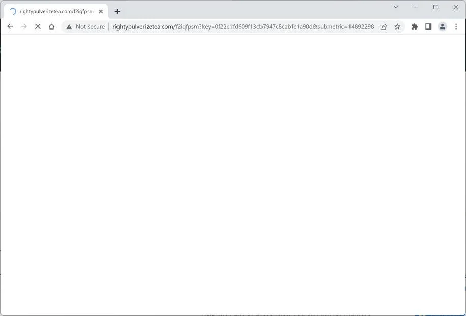 Image: Chrome browser is redirected to Rightypulverizetea.com