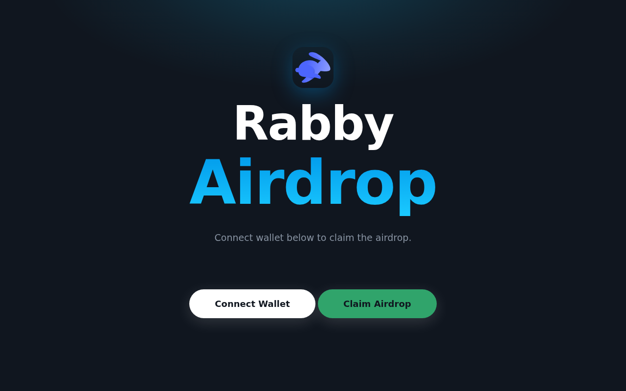 Original capture of rabbysend.site displaying a Rabby Airdrop offer with Connect Wallet and Claim Airdrop buttons