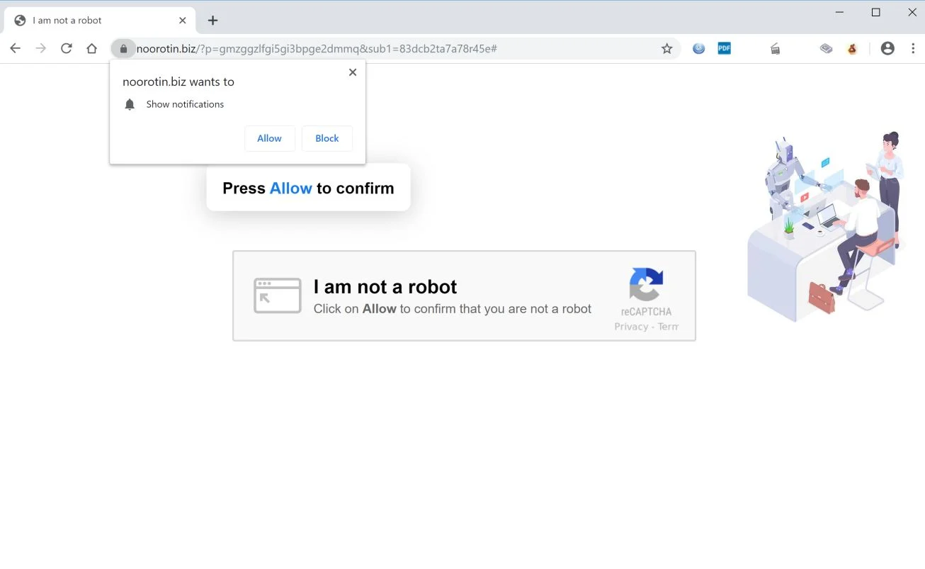 How to remove Noorotin.biz pop-up ads (Virus Removal Guide) 1 Image: Chrome browser is redirected to Noorotin.biz