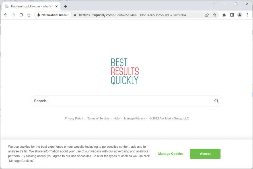 Image: Bestresultsquickly.com browser redirect