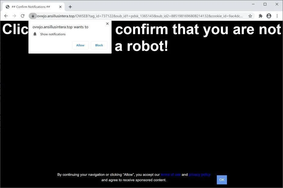 Remove Ansillusintera.top pop-up ads (Virus Removal Guide) 1 Image: Chrome browser is redirected to Ansillusintera.top