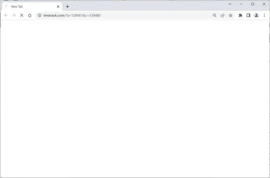 Image: Chrome browser is redirected to Tmstrack.com