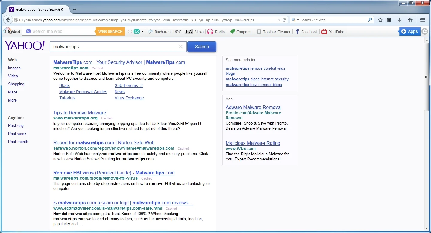 Image: Chrome browser is redirected to Yhs4 Search.Yahoo.com