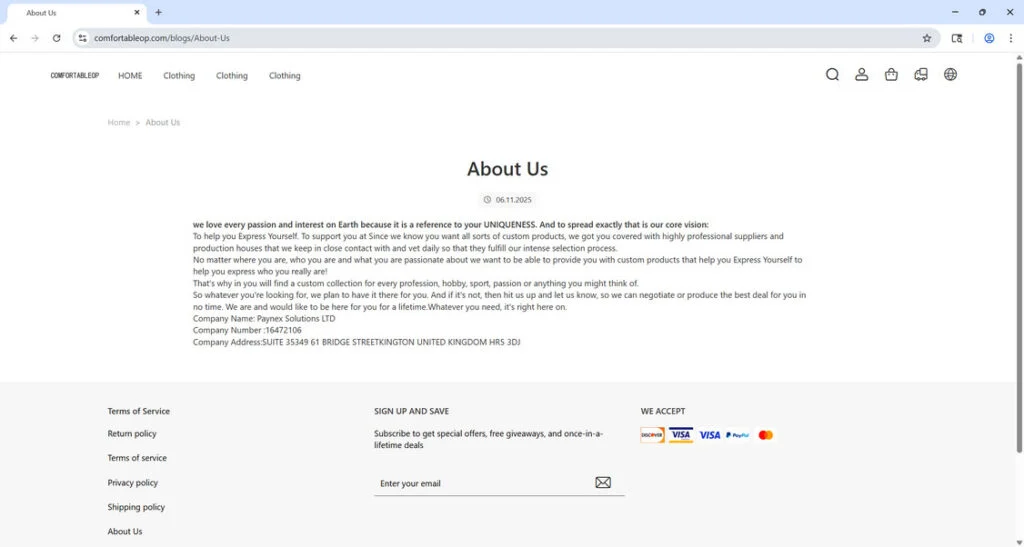 comfortableop.com scam