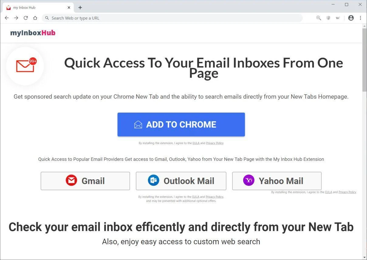 How to remove Myinboxhub.com redirect (Virus Removal Guide) 1 Image: Chrome browser is redirected to Myinboxhub.com