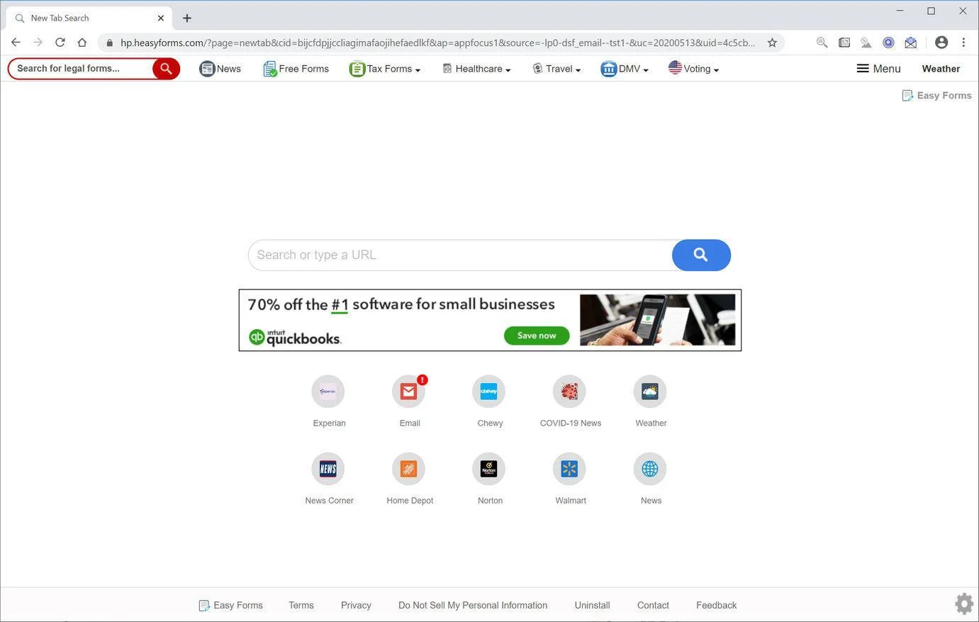 Remove Easy Forms browser hijacker (Virus Removal Guide) 1 Image: Chrome browser is redirected to Easy Forms
