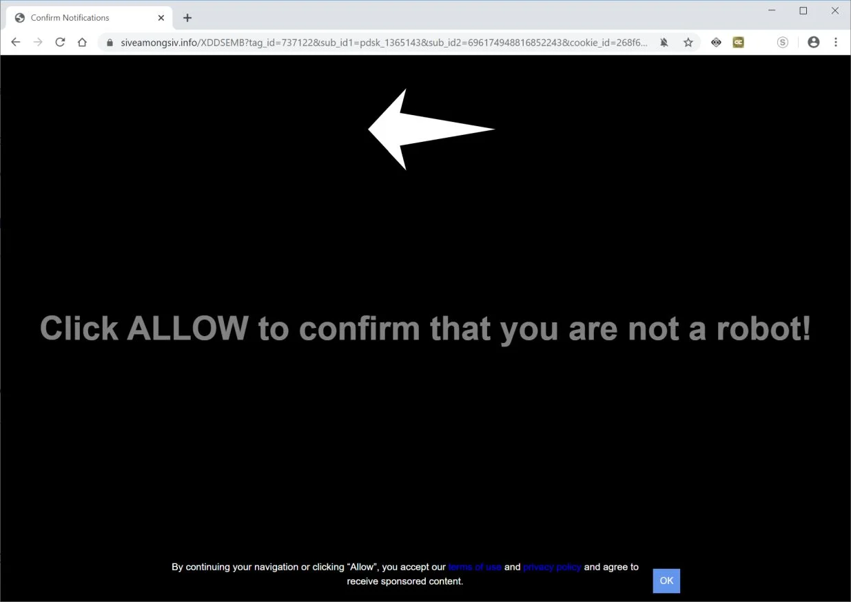 How to remove Siveamongsiv.info pop-up ads (Virus Removal Guide) 1 Image: Chrome browser is redirected to Siveamongsiv.info