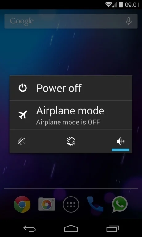 [Image: Hold the power button until this menu appears]