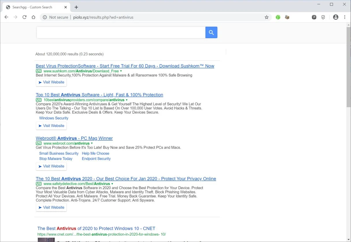 Image: Chrome browser is redirected to Piolo.xyz