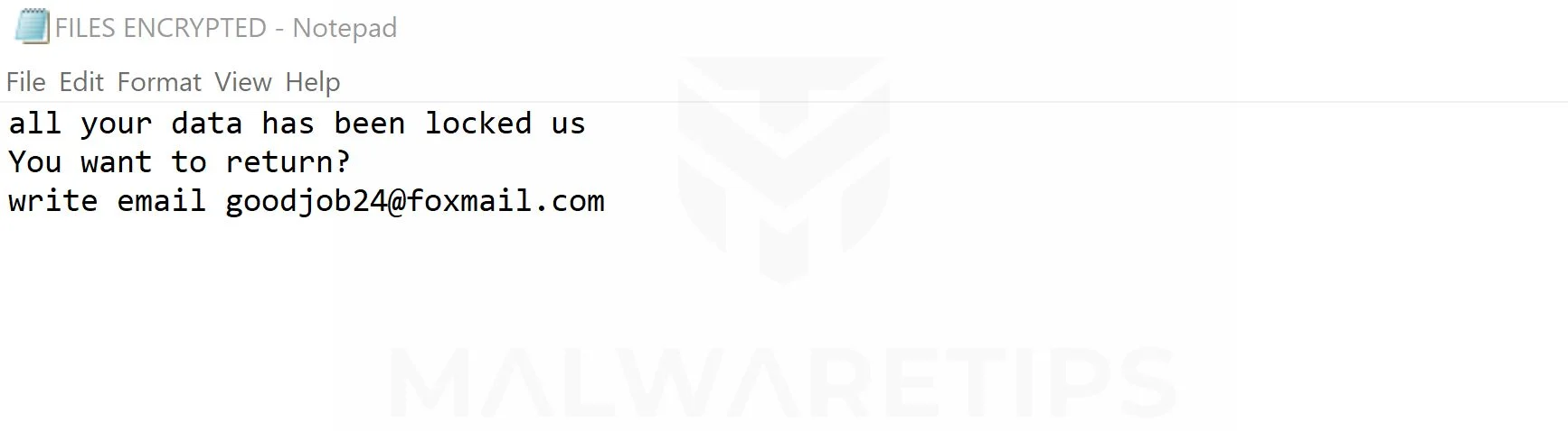 How To Remove Goodjob24@foxmail.com MyJob Ransomware 1 Goodjob24@foxmail.com MyJob Ransomware Virus