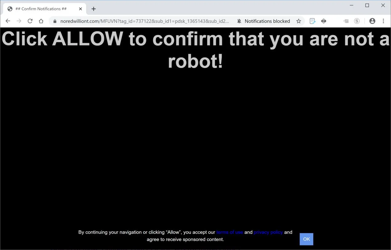 How to remove Noredwilliont.com pop-up ads (Virus Removal Guide) 1 Image: Chrome browser is redirected to Noredwilliont.com