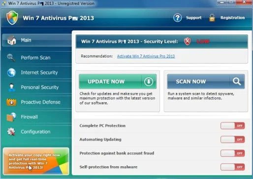 Win 7 Antivirus Plus 2013 rogue antivirus