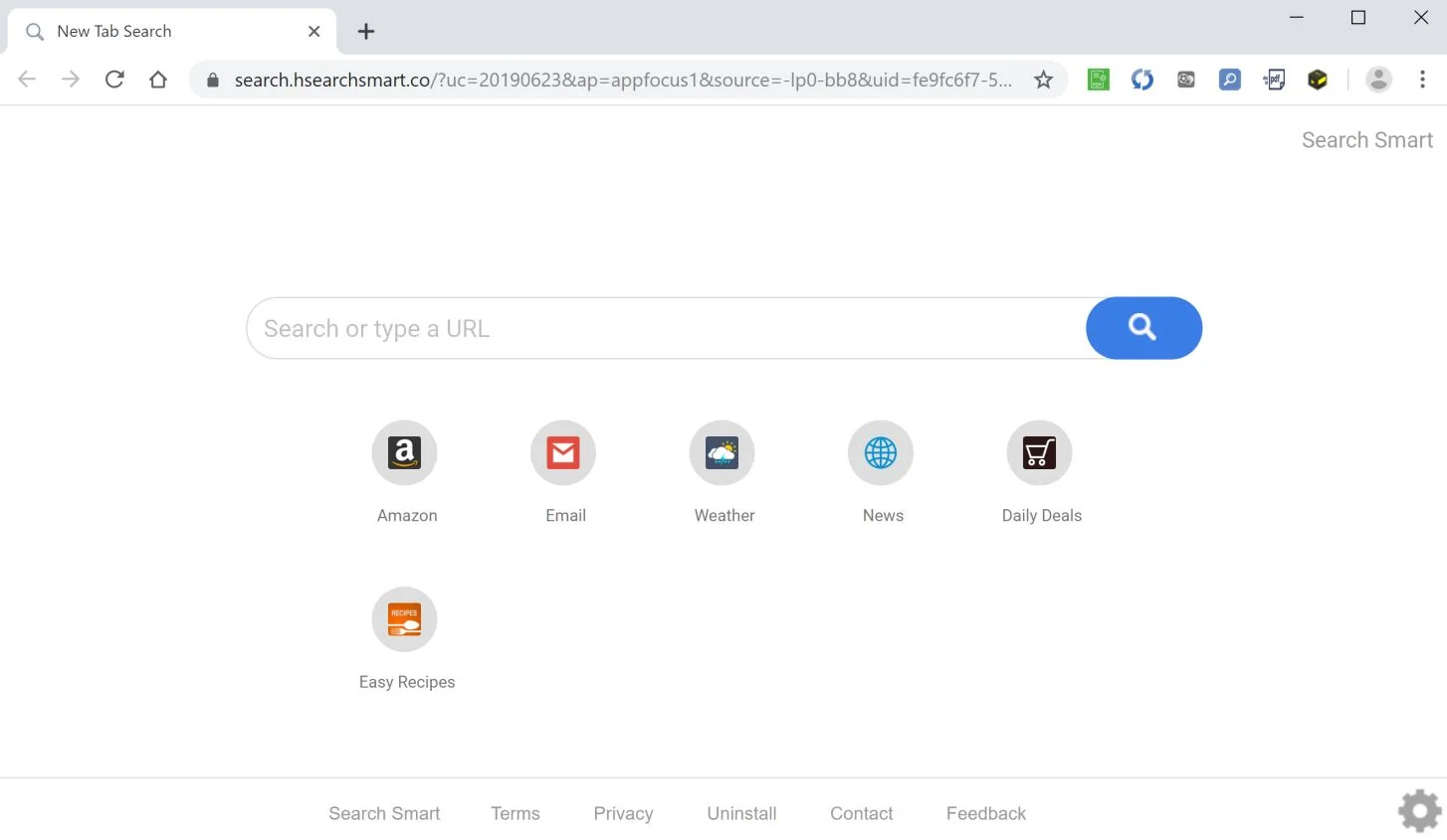 Image: Google Chrome is redirected to Search Smart New Tab