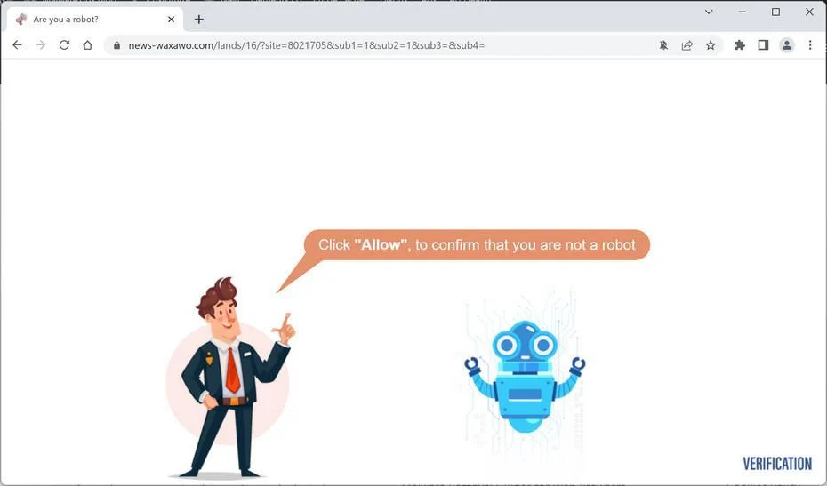 Image: Chrome browser is redirected to News-waxawo.com