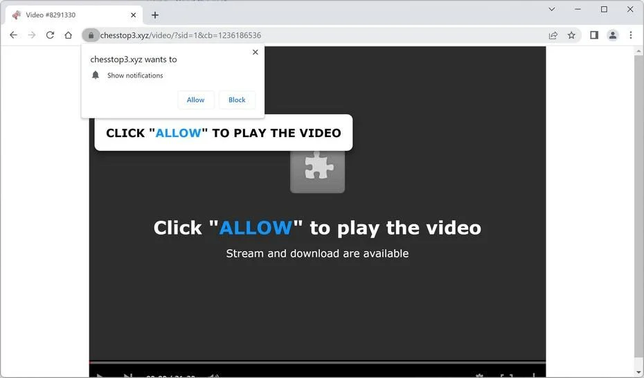 How to Remove Chesstop3.xyz Pop-up Ads (Virus Removal Guide) 1 Image: Chrome browser is redirected to Chesstop3.xyz
