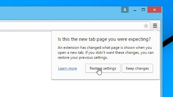 Is this the new tab page you were expecting pop-up