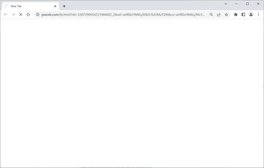 Image: Chrome browser is redirected to Psxcvb.com