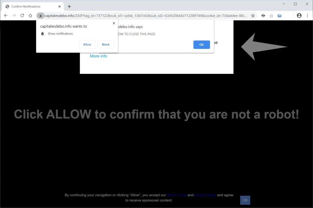 How to remove Capitatesdebo.info pop-up ads (Virus Removal Guide) 1 Image: Chrome browser is redirected to Capitatesdebo.info