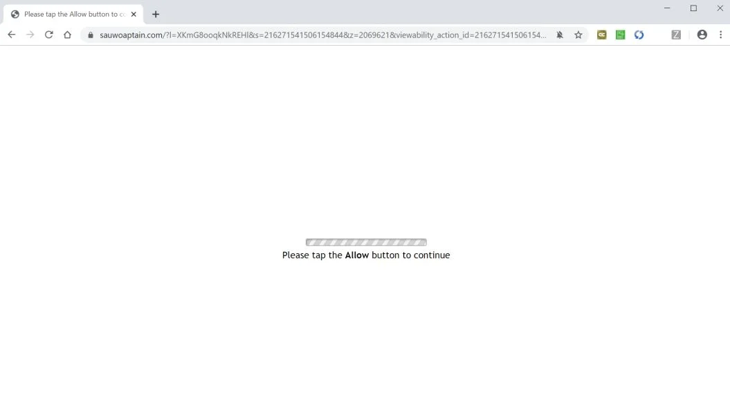 Image: Chrome browser is redirected to Sauwoaptain.com