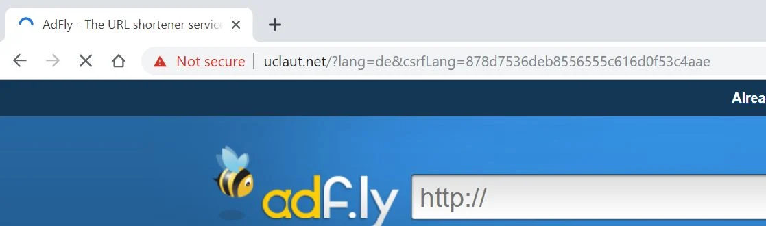 Image: Chrome browser is redirected to the Uclaut.net site