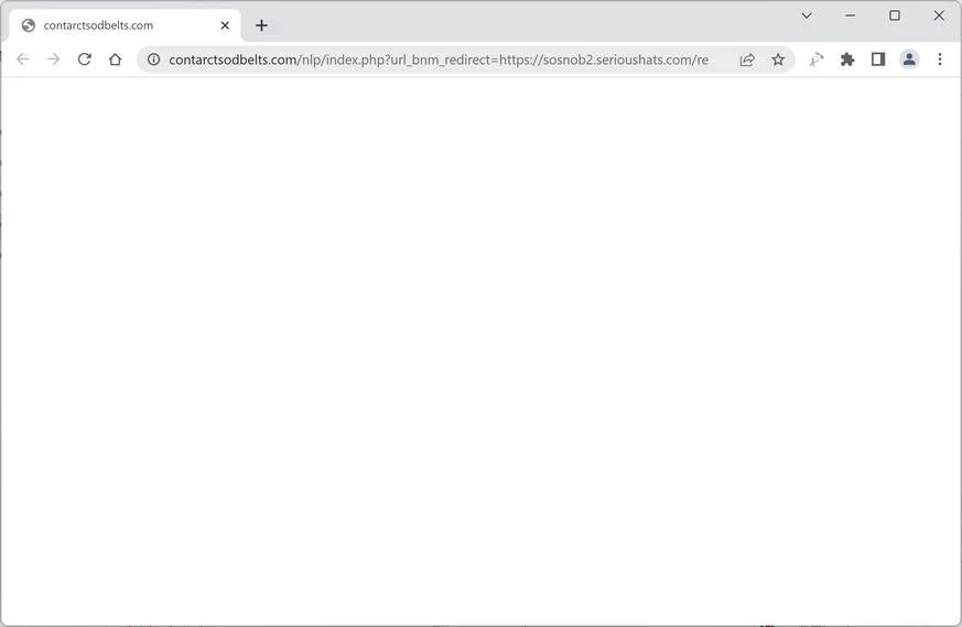 Image: Chrome browser is redirected to Contarctsodbelts.com