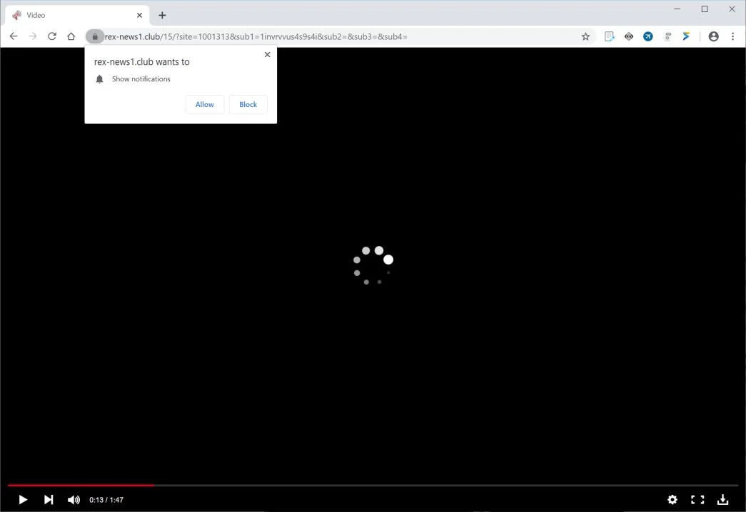 Image: Chrome browser is redirected to Rex-news1.club