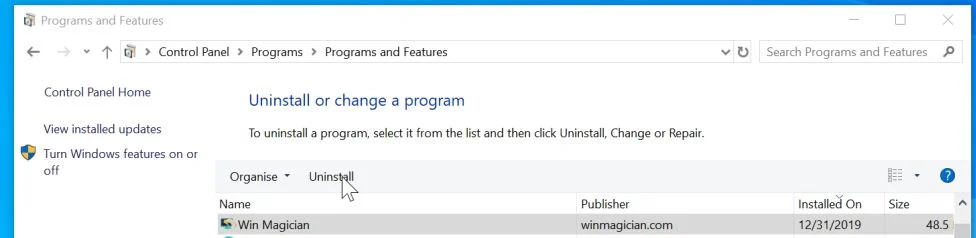 Uninstall Win Magician